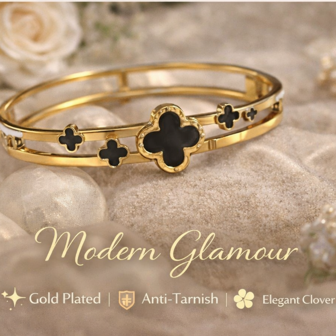 ZIVUNA Elegant Dual Clover Kada Bracelet