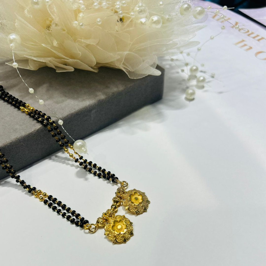 Elegant Floral Dual-Bead Mangalsutra