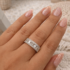 Zivuna Baguette Eternity Ring in Sterling Silver Finish