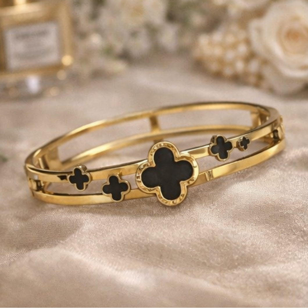 ZIVUNA Elegant Dual Clover Kada Bracelet
