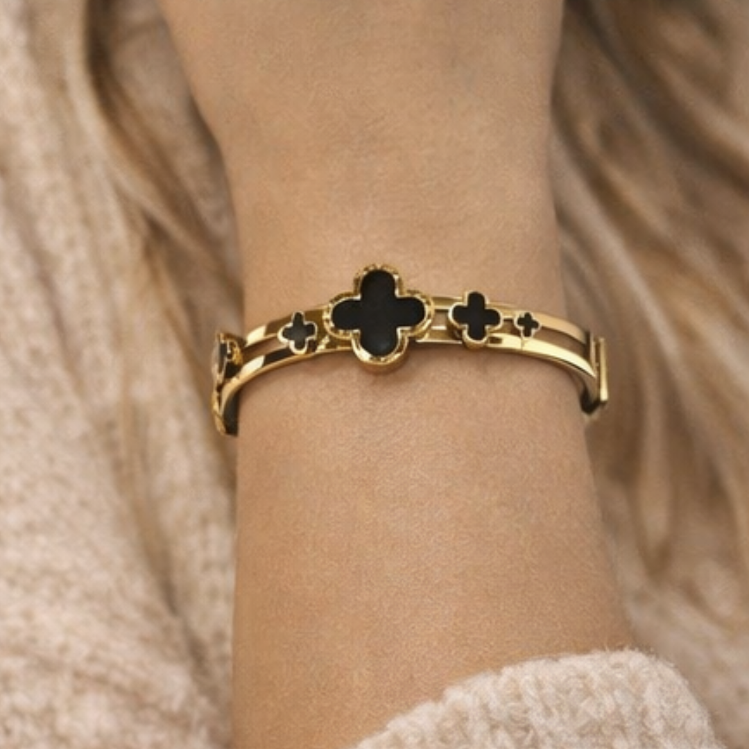 ZIVUNA Elegant Dual Clover Kada Bracelet