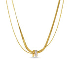 18k Gold Plated Gilded Ring Layered Necklace