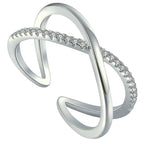 Elegant sterling silver crossover adjustable ring