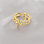 18K Gold Plated Star Crystal Adjustable Ring