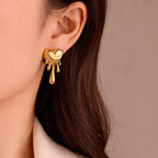 18K Gold Plated Melted Heart Stud Earrings