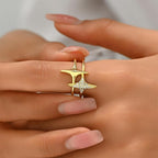 18K Gold Plated Star Crystal Adjustable Ring