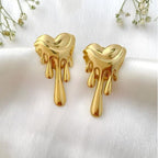18K Gold Plated Melted Heart Stud Earrings