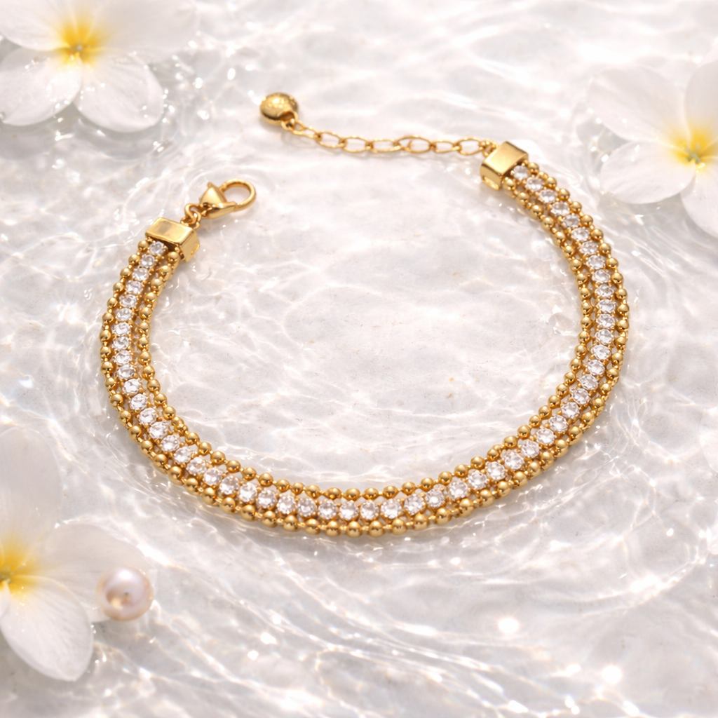 Adjustable Gold Plated Triple Chain Bracelet