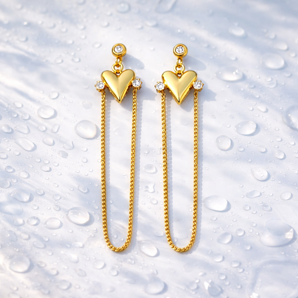Elegant gold heart earrings