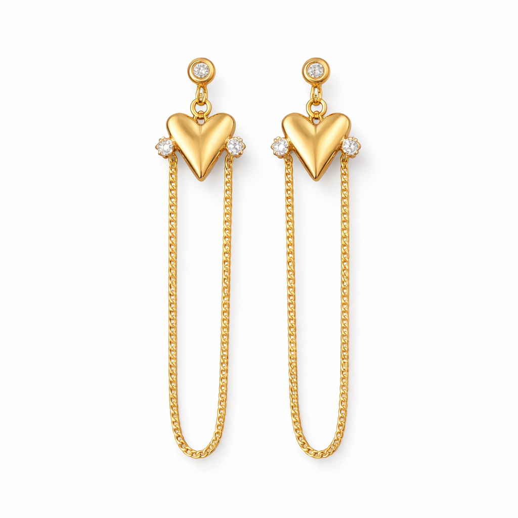 Elegant gold heart earrings