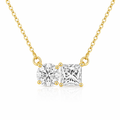 Dual Zirconia Gold Necklace for Women