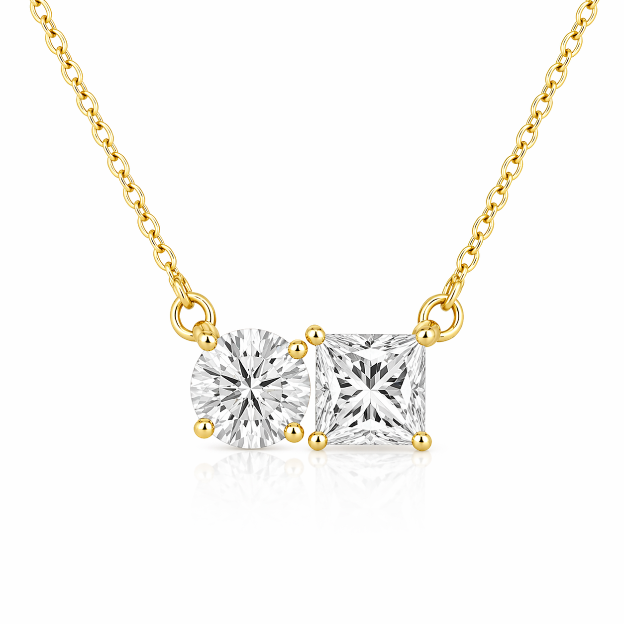 Dual Zirconia Gold Necklace for Women