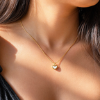 Dainty Gold Enamel Heart Pendant Necklace