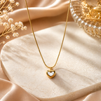 Dainty Gold Enamel Heart Pendant Necklace