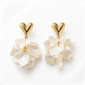 Korean Style Golden Heart Floral Earrings