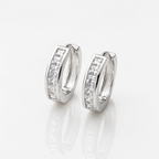Silver Crystal Hoop Earrings