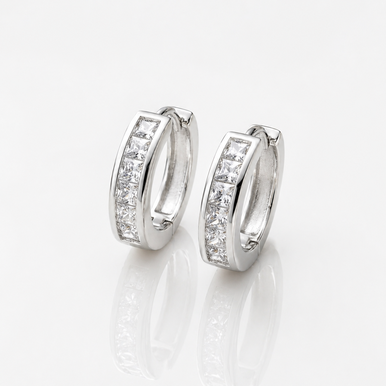Silver Crystal Hoop Earrings