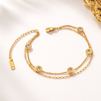 Anti-Tarnish Crystal Dual Chain Wraparound Bracelet