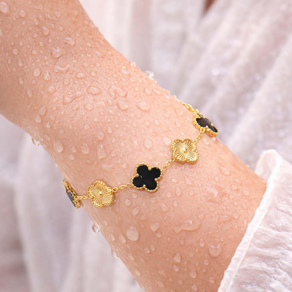 Black & Gold Clover Bracelet