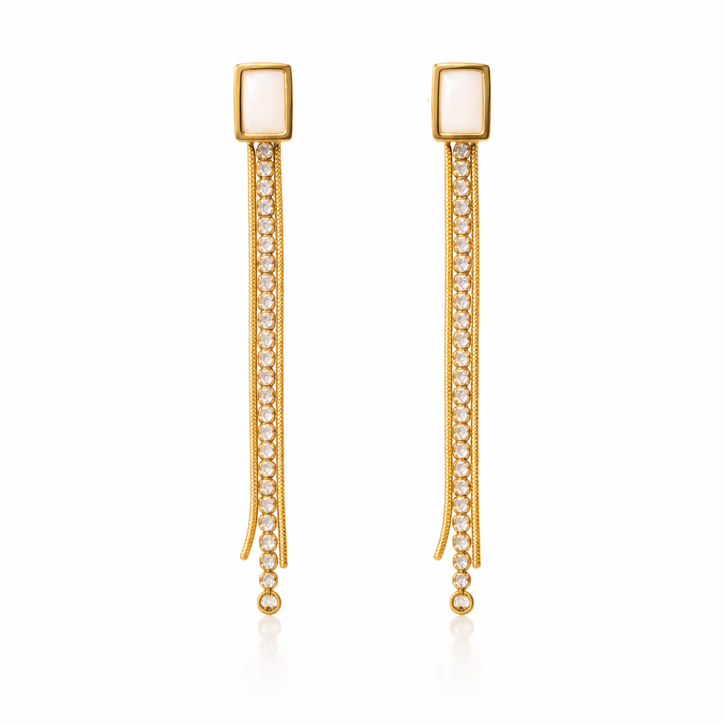 Golden Stream Anti-Tarnish Drop Earrings