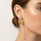 Golden Bow Drop Earrings