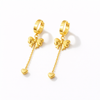 Golden Bow & Heart Drop Earrings