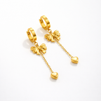 Golden Bow & Heart Drop Earrings
