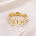White Enamel Loop Anti-Tarnish Ring