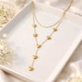 Golden Hearts Lariat Anti-tarnish  Necklace