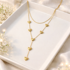 Golden Hearts Lariat Anti-tarnish  Necklace