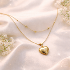 18K Gold Plated Dual-Layer Heart Pendant Necklace