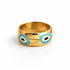 Turquoise evil eye ring