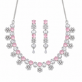 Blush Pink Crystal Floral Necklace Set