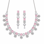 Blush Pink Crystal Floral Necklace Set