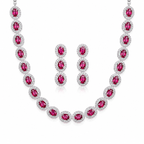 Ruby Red Halo Crystal Necklace Set