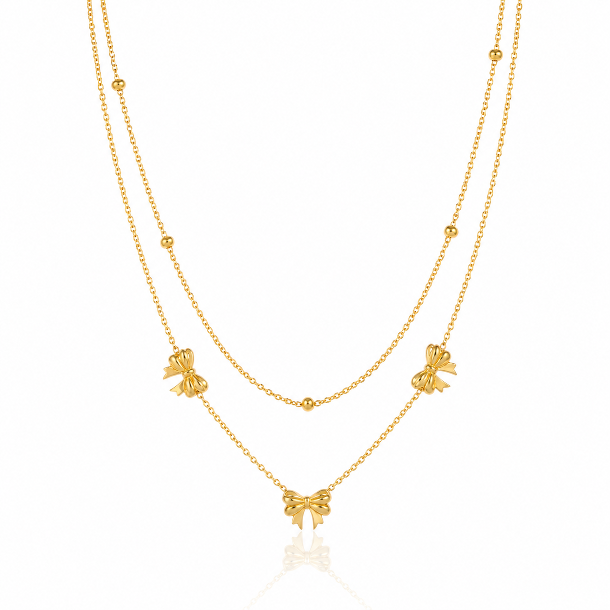 Golden Bow Layered Necklace