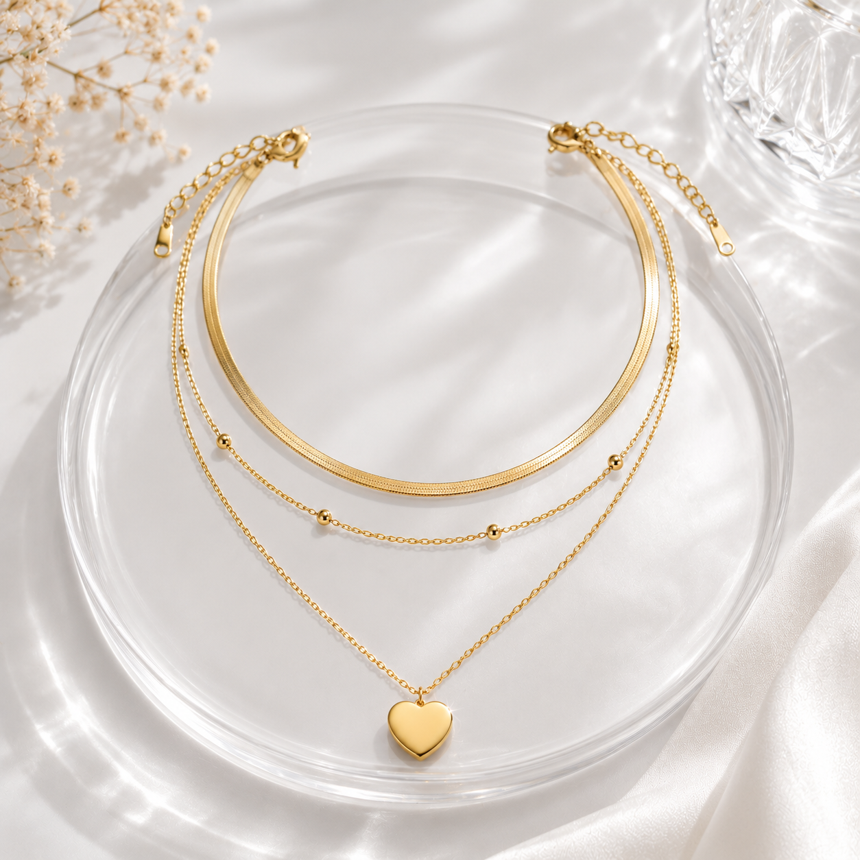 Aurora Triple-Layer Heart Necklace