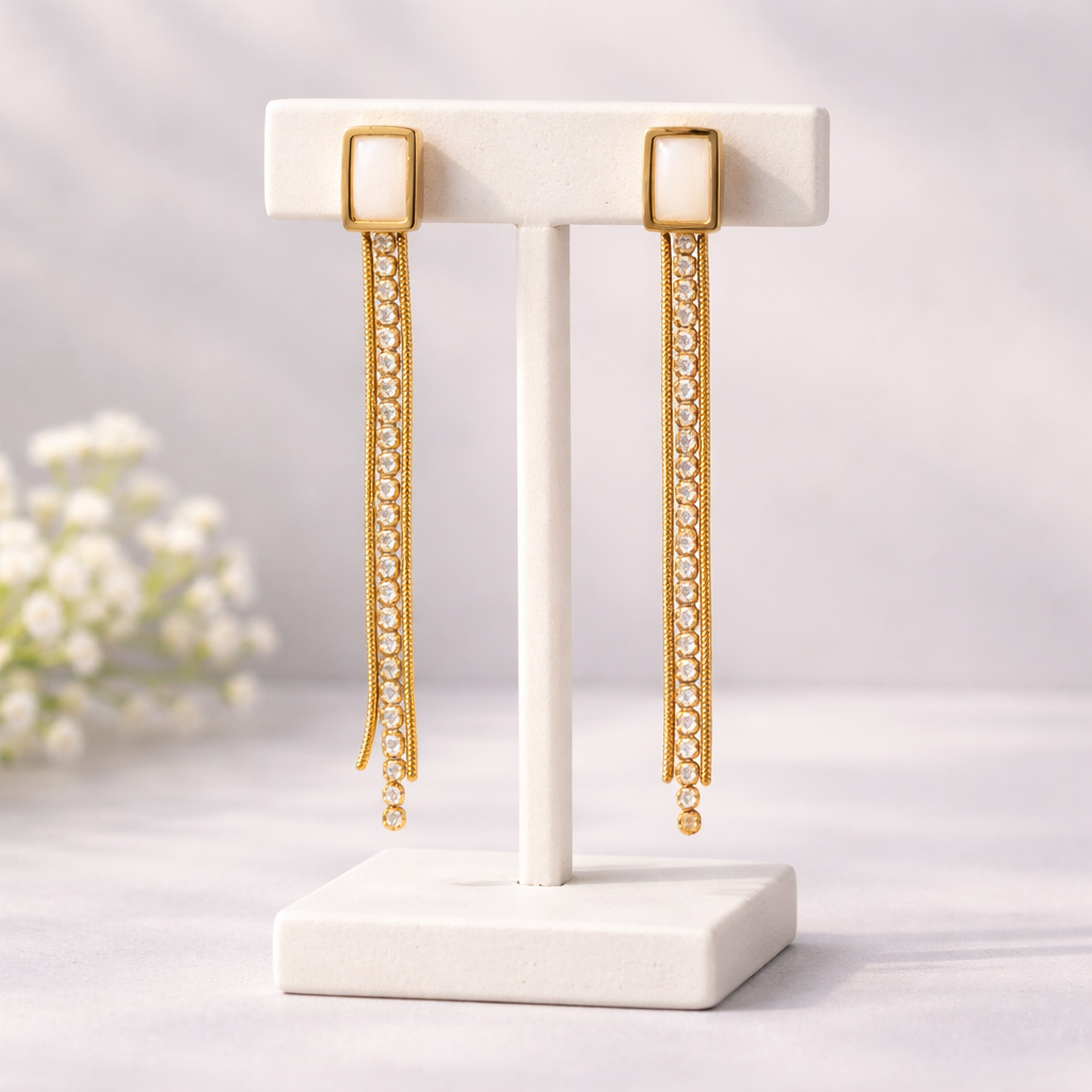 Golden Stream Anti-Tarnish Drop Earrings