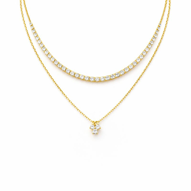 18K Gold Plated Elegant Layered Diamond Pendant