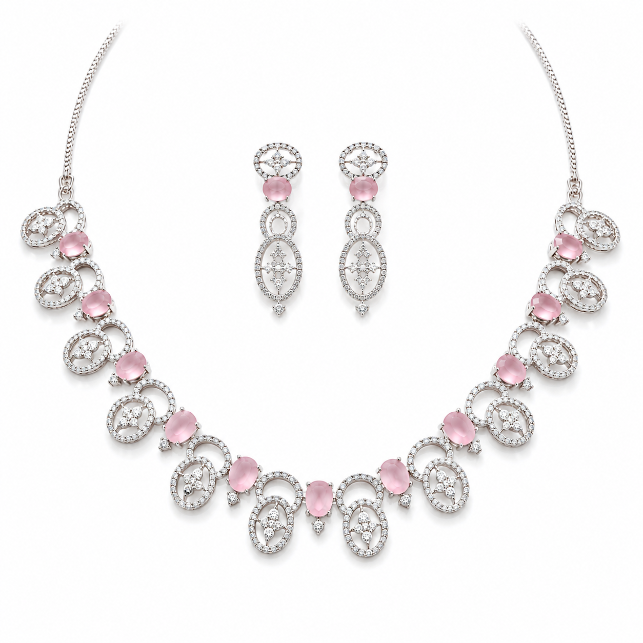 Blush Elegance Zircon Necklace Set