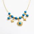 Turquoise Sun & Star Charm Necklace
