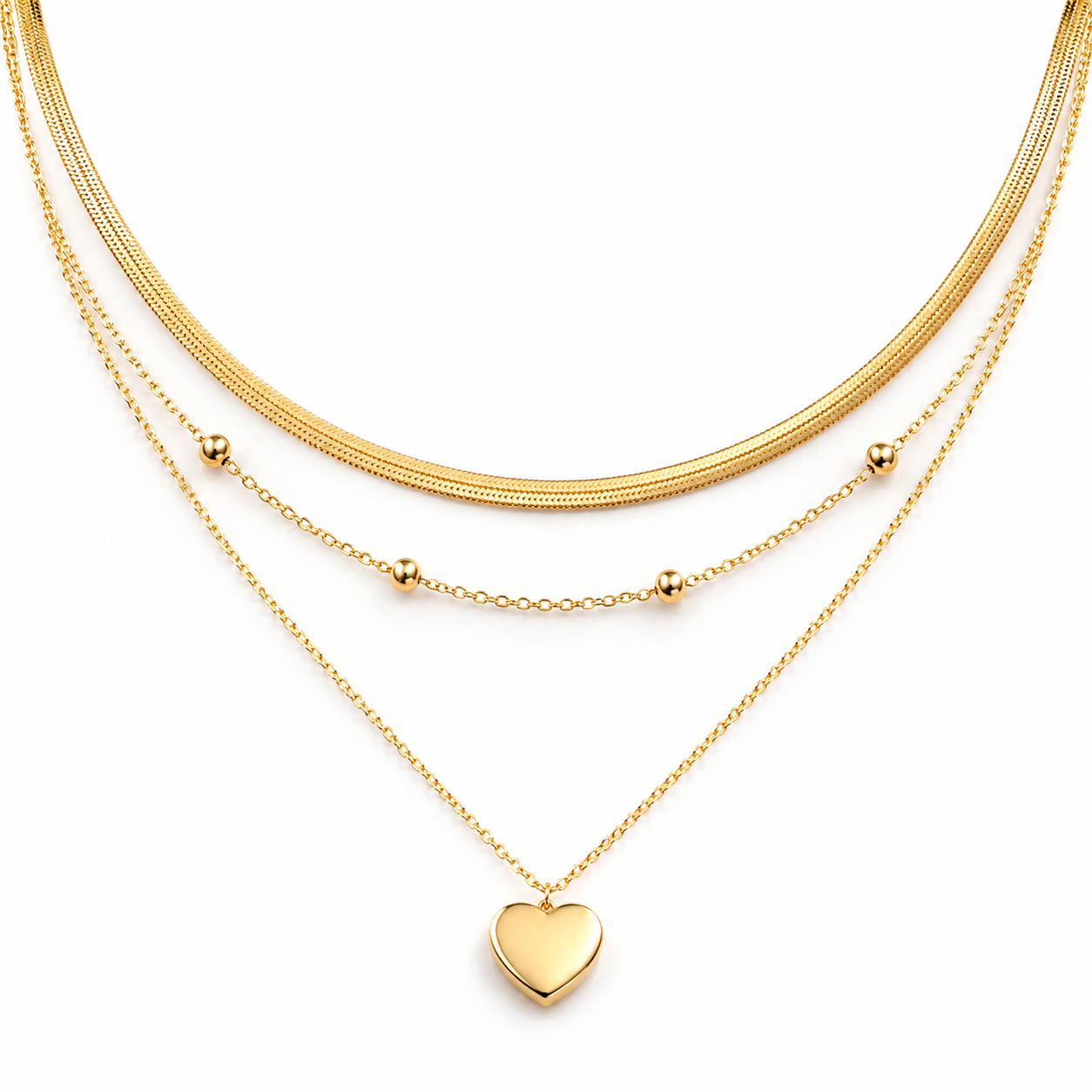 Aurora Triple-Layer Heart Necklace