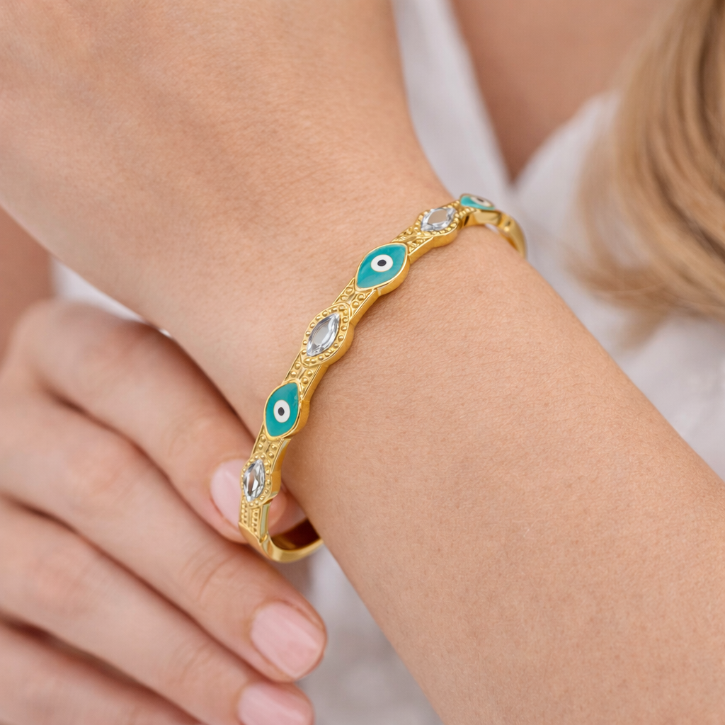 Turquoise Evil Eye Gold Bracelet