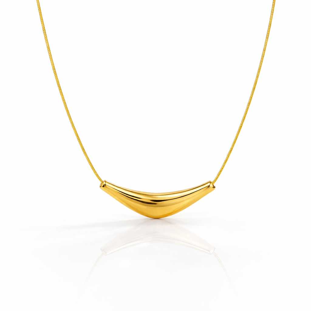 18K Gold Plated Minimal Curve Bar Necklace