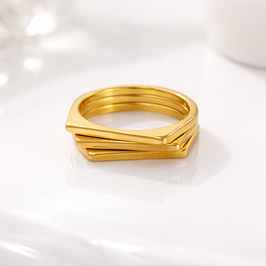 18K Gold Plated Layered Band Ring