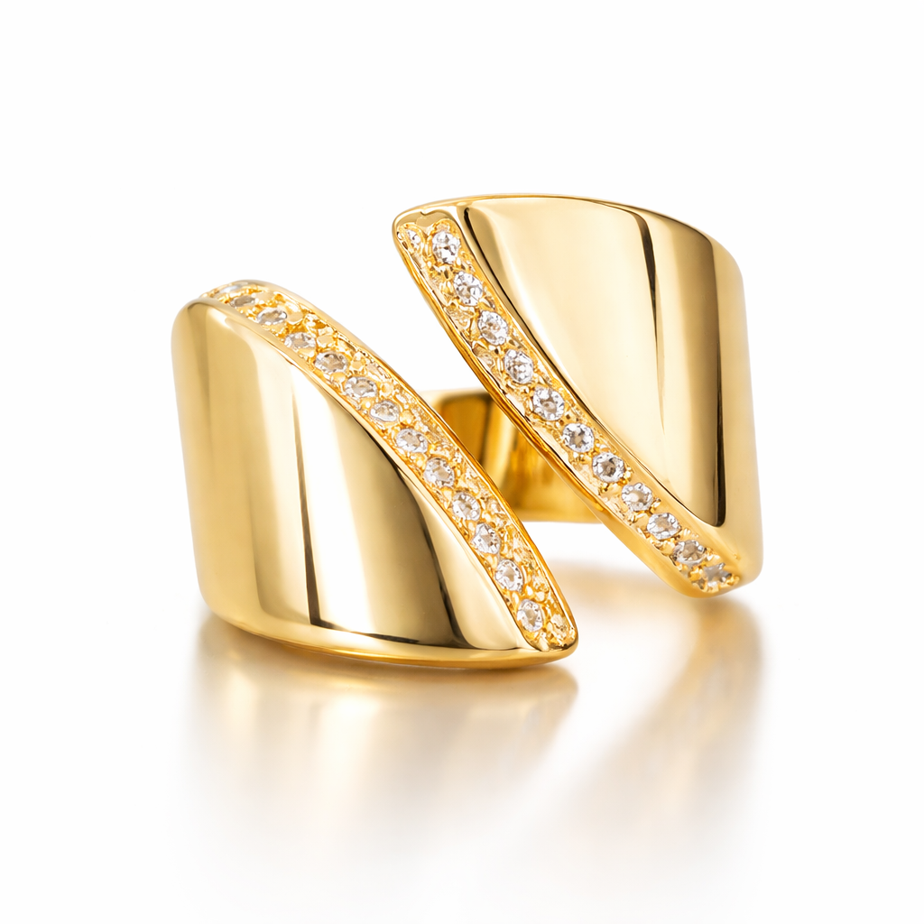 18K Gold Plated Dual Curve Statement Ring