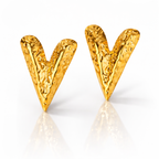 18K Gold Plated Textured V Statement Earrings