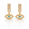 Elegant gold drop earrings with eye charms