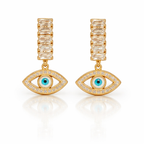 Elegant gold drop earrings with eye charms