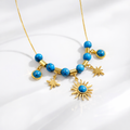 18K Gold Plated Turquoise Sun & Star Charm Necklace